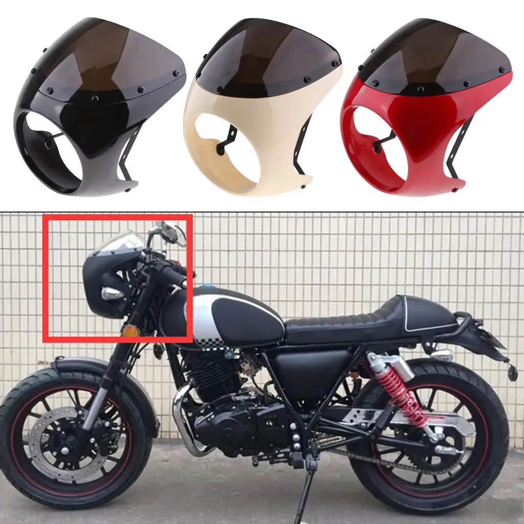 7&quot Motorcycle Universal Retro Headlight Fairing Wind Screen For Cafe Racer Less Turbulence Improves Stability Performance | Автомобили