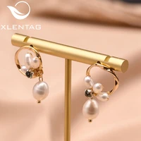 xlentag original design natural baroque pearls drop hoop earrings for women wedding gifts girl trendy jewelry aros mujer ge0781