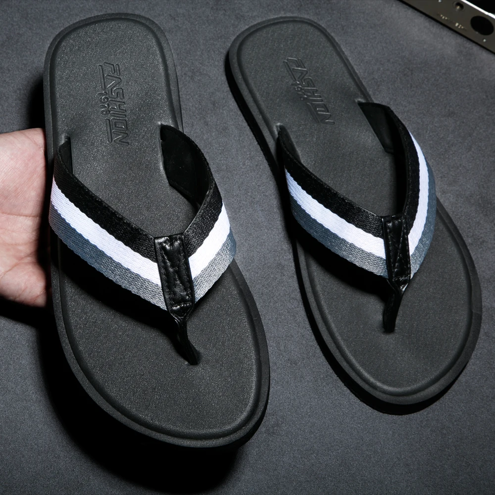 

Coslony 2020 New Summer Men house Slippers Handmade Flip Flops Comfortable Breathable Beach Sandals Classic Casual Flats Shoes