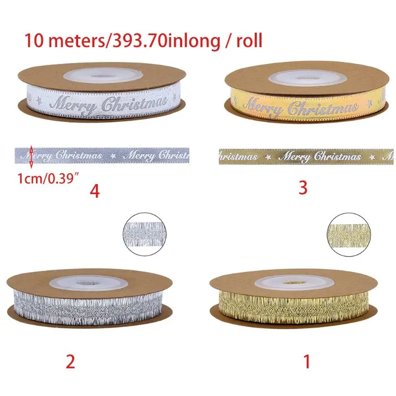 

Metallic Tassels Merry Christmas Letters Ribbon for DIY Gift Wrapping Decoration