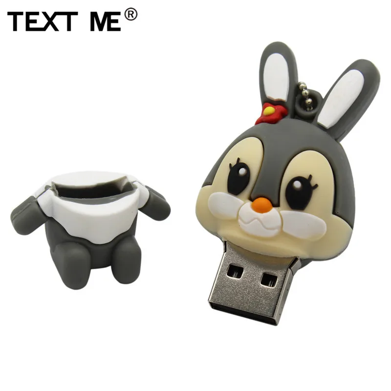 TEXT ME 64 Гб usb флеш-накопитель usb 2,0 4 ГБ 8 ГБ 16 ГБ 32 ГБ флеш-накопитель милый серый розовый модель кролик