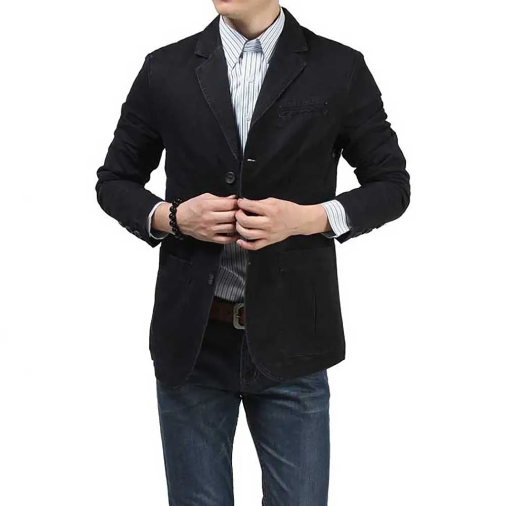 Новинка модные мужские повседневные Костюмы блейзер хлопковое пальто пиджак в