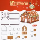 3D Рождественский имбирный домик, форма из нержавеющей стали, набор резаков для печенья, инструмент для выпечки, украшение Вечерние