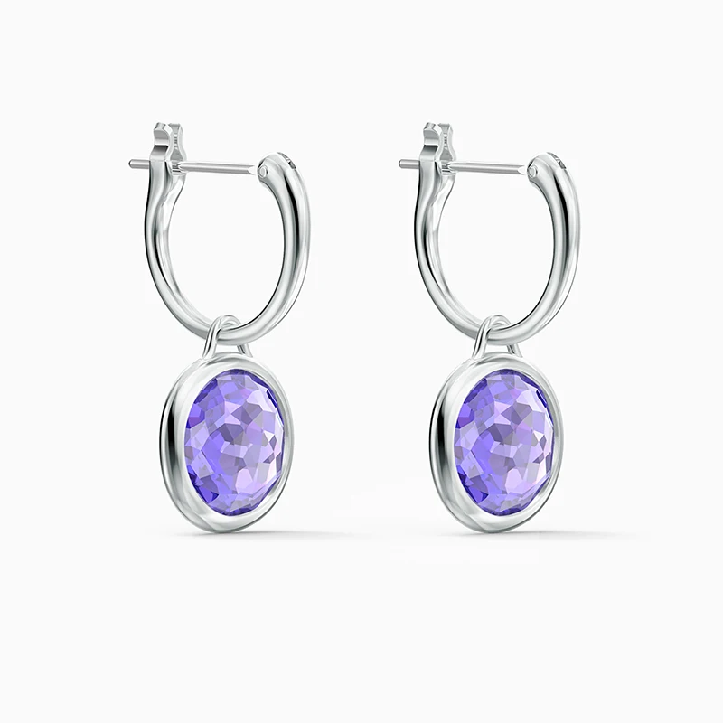 

2020 Fashion SWA New TAHLIA MINI Pierced Earrings White Gold Glamorous Purple Round Ornament Crystal Women Popular Jewelry Gifts
