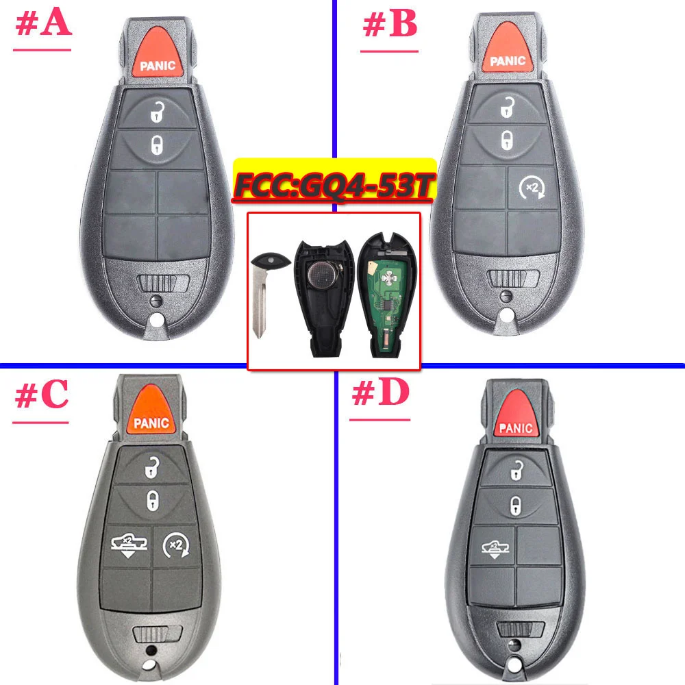 433 МГц PCF7961A чип GQ4 53T Замена 2 + 1/3 1 4/4 5 Кнопка дистанционного ключа Fobik Fob для Dodge RAM 1500