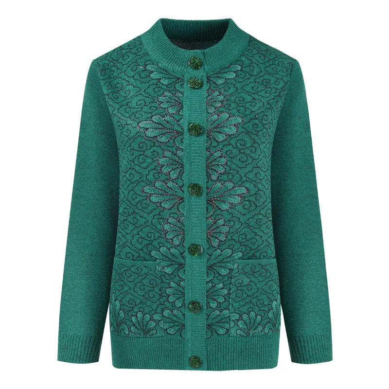 

UHYTGF cardigan women knitted autumn winter sweater jacket O neck single-breasted casual plus size sweater women pull femme 1218