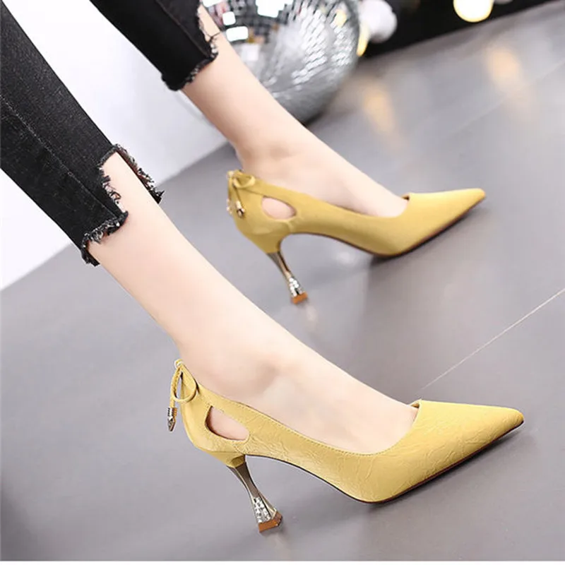 

Cresfimix Women Classic High Quality Pointed Toe Pu Leather Stiletto Heels Lady Casual Comfort High Heel Shoe Zapatos Dama C6043