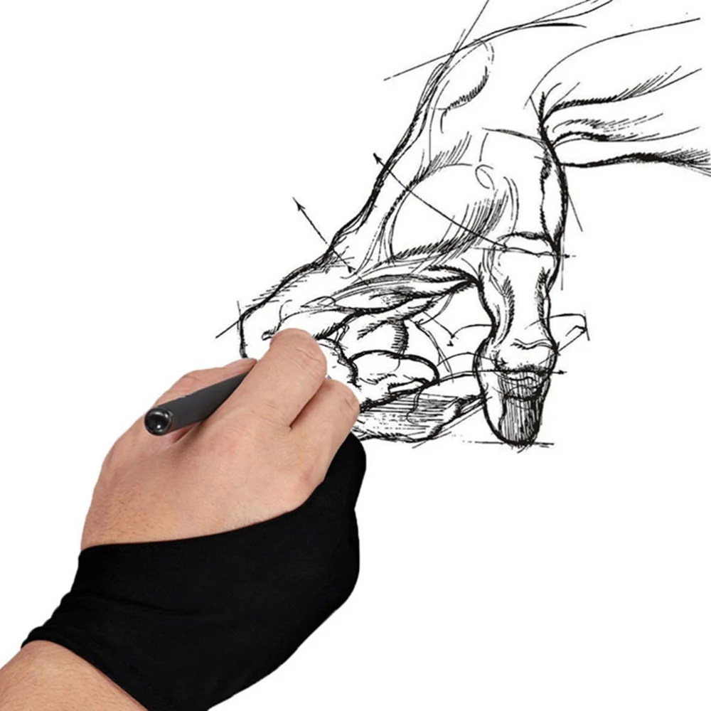 

2 pcs Drawing Glove Two Finger Art Oil Painting Prevent Dirty Sweatproof Glove for Artist Painter