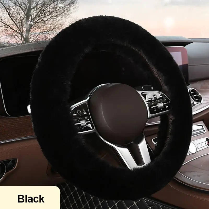 

Car Steering Wheel Cover 3 Colors Winter Universal Hand Brake Gear Wheel Cover Vehicle Braid On The Steering-Wheel Protector