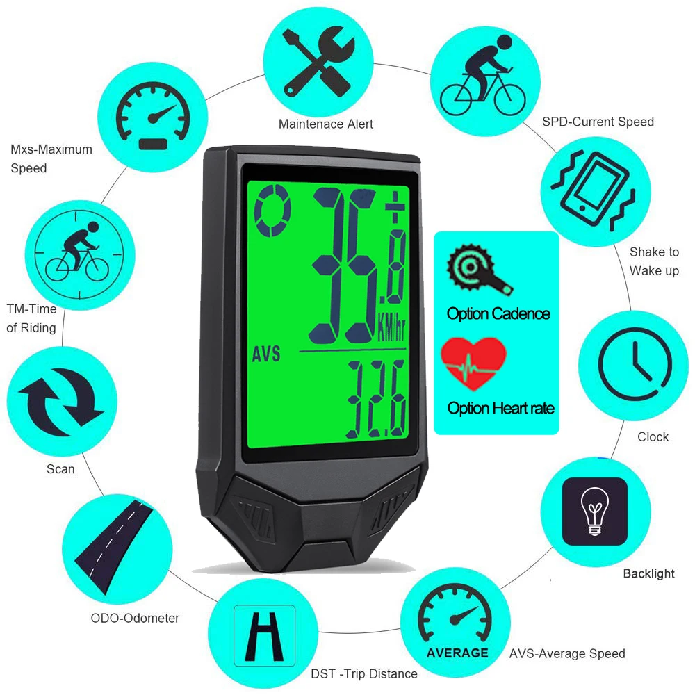 Беспроводной многофункциональный велосипедный одометр компьютер для