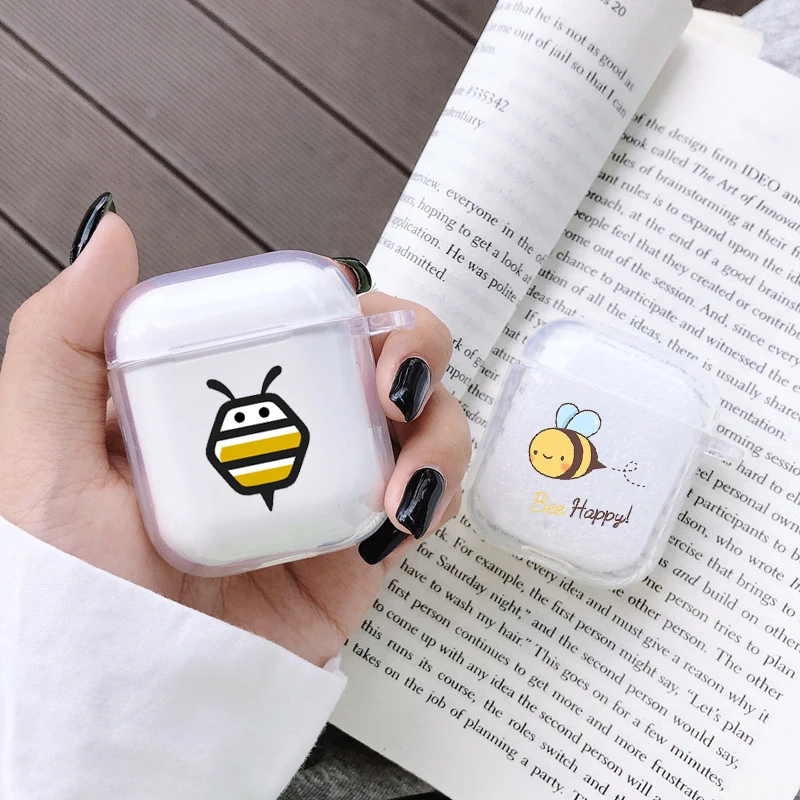Мягкий прозрачный чехол для Airpods Bee Flower наушников Pro 2 1 защитный силиконовый