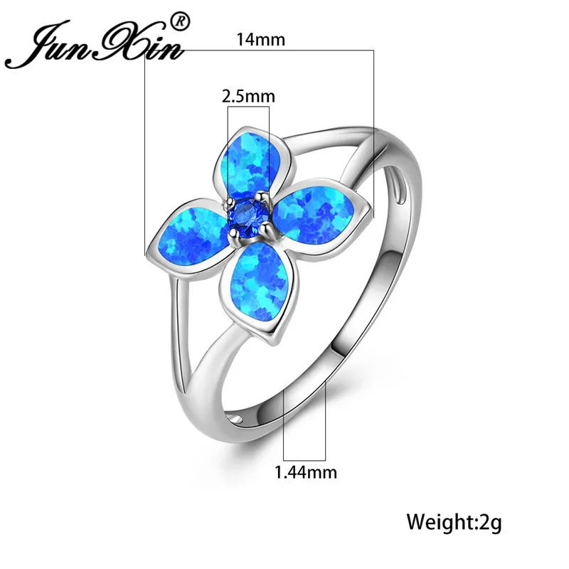 Очарование завод цветок кольцо из белого золота цвет радуги зеленый сине-белые