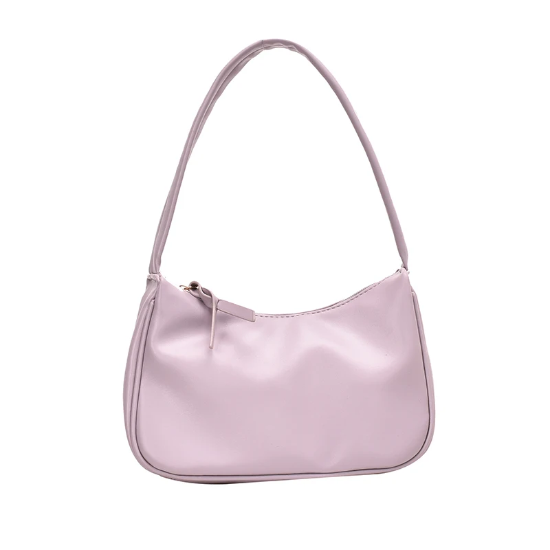 

Small Solid Color PU Leather Shoulder Bags For Women 2021 Summer Simple Handbags And Purses Female Tote Bags