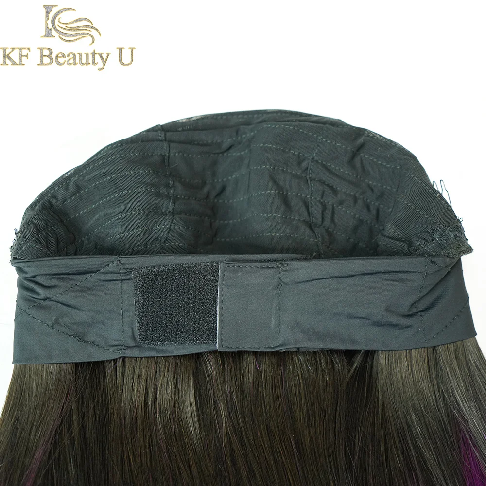 

1B/Purple Ombre Headband Wig Straight Ombre Wig No Glue No Gel Full Machine Human Hair Wig for Women