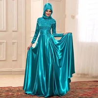 long elegant muslim long sleeve evening dresses 2019 vintage plus size muslim lace applique moroccan kaftan formal party gown