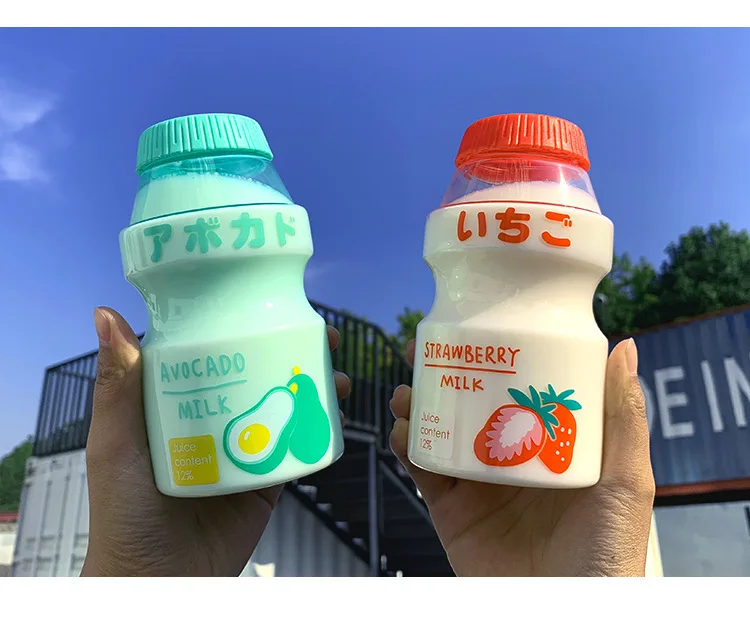 Прозрачная пластиковая бутылка для воды с фруктовым принтом бутылки