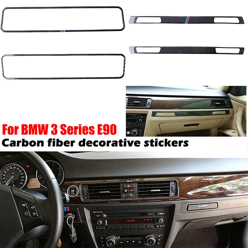 Car Center Console Panel Sticker Real Carbon Fiber Trim Fit For BMW 3 Series E90 E92 E93 2005-2012 Decorative Strip | Автомобили и