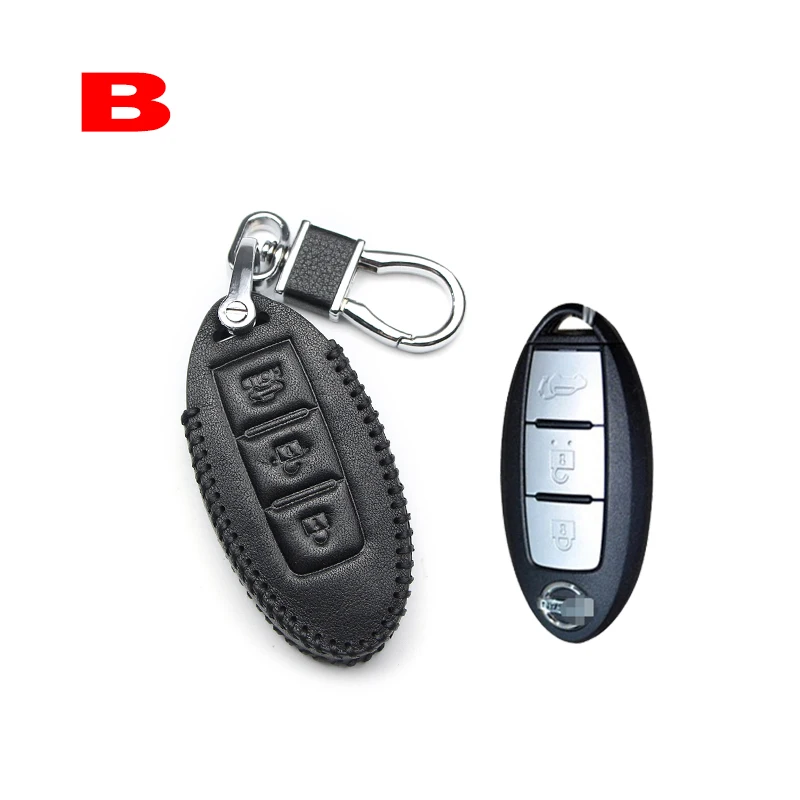 Car key case for cars leather remote key for Nissan Note Micra k12 x trail t31 t32 Qashqai Teana j32 j10 patrol y62 Tiida Murano - Название цвета: B Black line