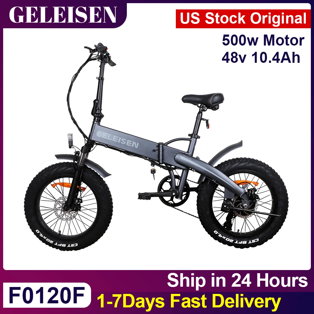 Verkaufen EU Lager GELEISEN 500W Falten Elektro Fahrrad Fet Bike 7 Geschwindigkeit Ebike 20 Zoll 4,0 Fett Reifen Berg Elektrische Fahrrad 48v10ah 25 Km/h