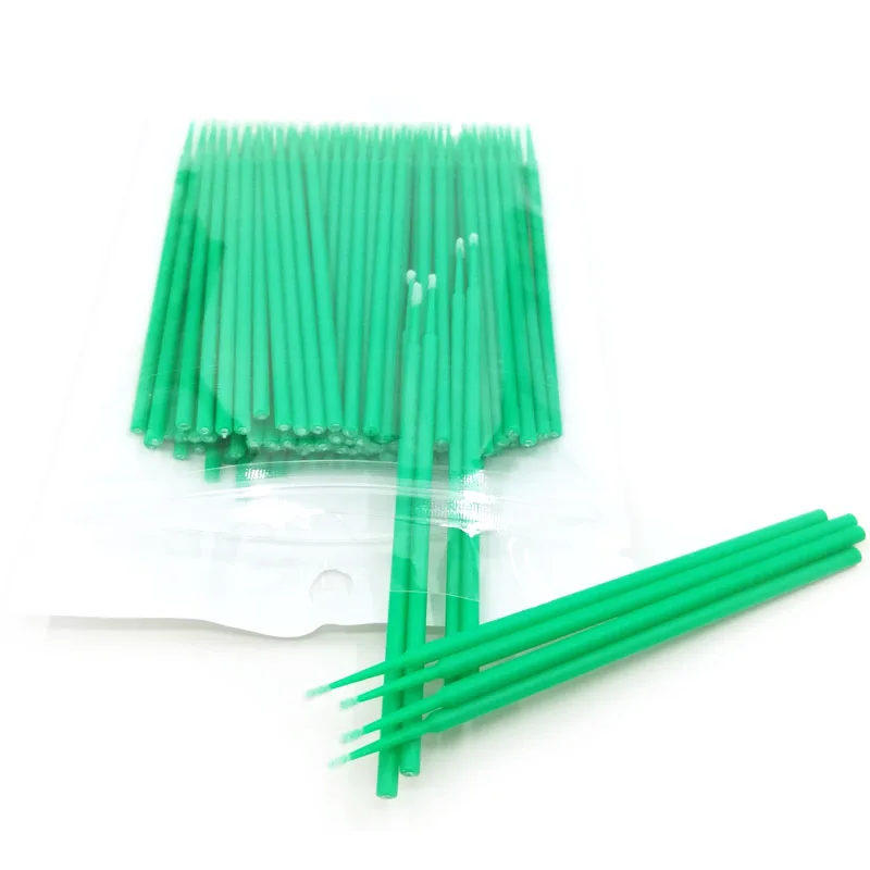 100pcs-Bag-Green 100 шт./лот, одноразовая щетка для ресниц, тампон, микрощетки, инструменты для наращивания ресниц, индивидуальные инструменты для удаления ресниц, Аппликаторы - Цвет: 100pcs-Bag-Green