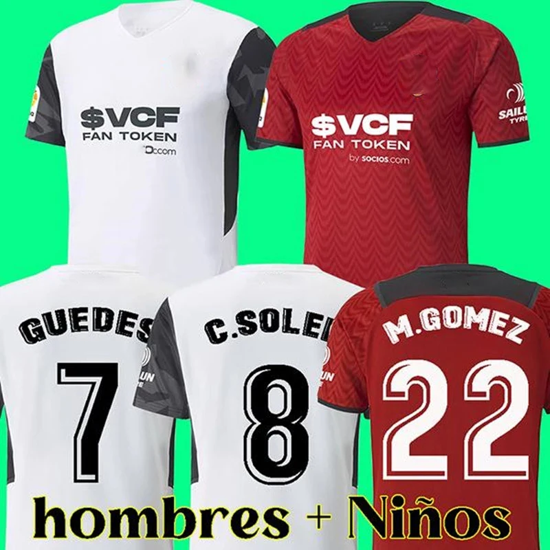 

21 22 NEW Valencia CF CAMISETA DE FUTBOL SOCCER JERSEY HIGH QUALITY CUSTOMIZED GUEDES C.SOLER GAYA WASS PICCI FOOTBALL SHIRT