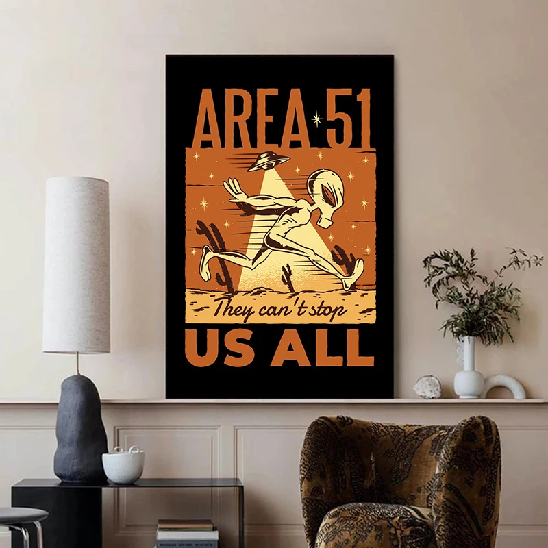 Винтажные Мультяшные постеры Инопланетянин холст живопись абстрактные принты