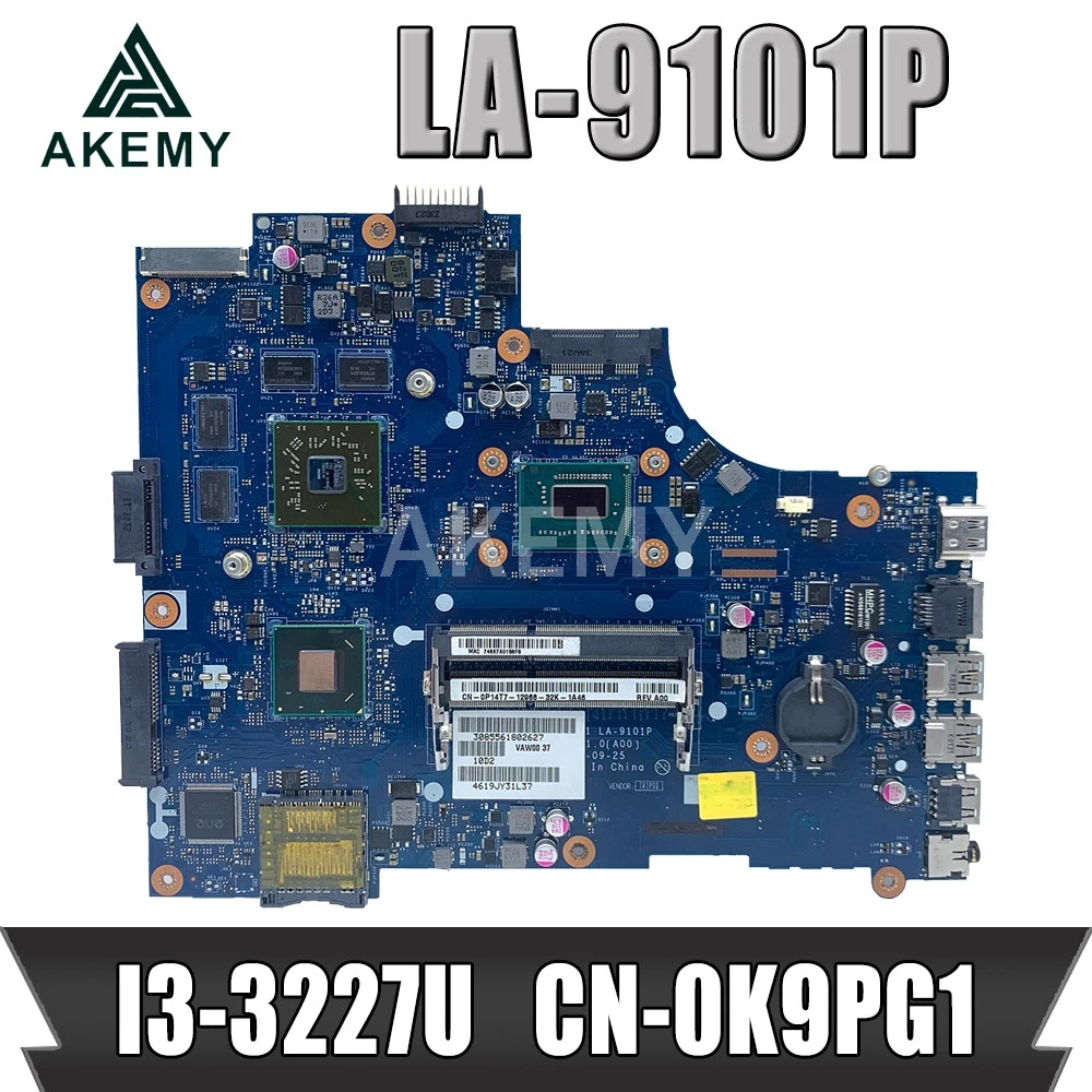 Материнская плата для ноутбука For DELL Inspiron 15R 3521 5521 I3 3227U материнская CN 0K9PG1 VAW01 LA 9101P