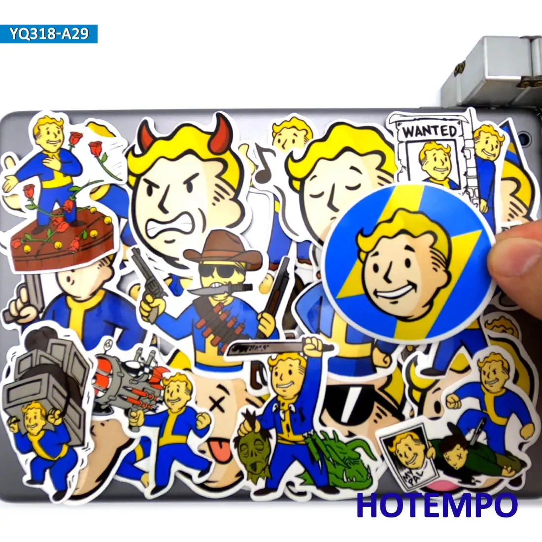 

29pcs Funny PipBoy Cartoon Game Stickers for Mobile Phone Laptop Suitcase Skateboard Fallout Mascot NPC Vault Boy Decal Stickers