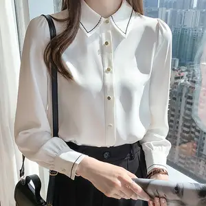 Blusas elegantes para mujer, camisa de manga larga para mujer, blusas y  camisas para mujer, ropa blanca 2021 - AliExpress