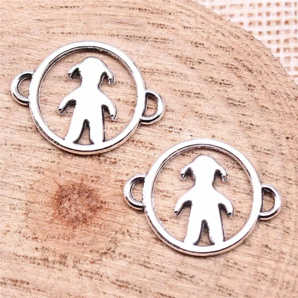 

Round Figure Connector Charms For Jewelry Making Findings Handmade DIY Craft 20pcs Antique Silver Color 20x15mm