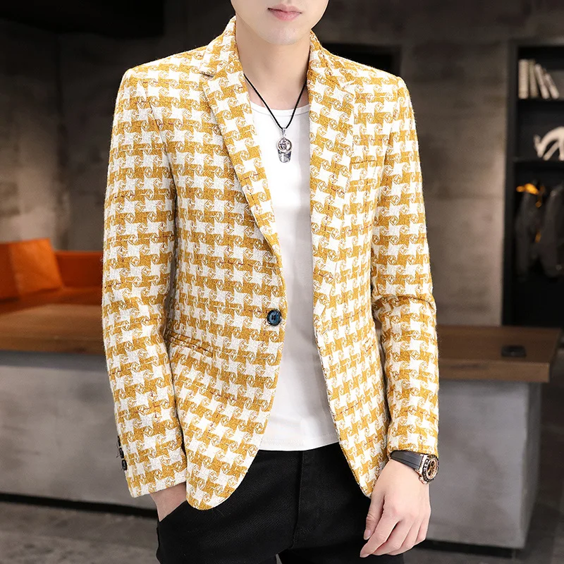 

Brand clothing Spring Autumn New Men Blazer Fashion Slim Fit Male Suit Jacket Coat Elegant Mens Dress Clothes Wedding Coat 3XL