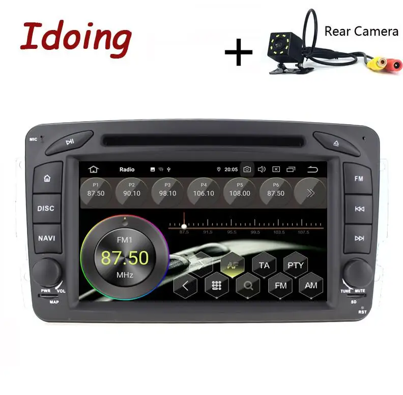Idoing " 2 din Andriod 9,0 Автомобильный видео DVD мультимедийный плеер для Mercedes-Benz W209/203 PX5 4G+ 64G 8Core ips экран gps навигация - Цвет: Standard with Camera