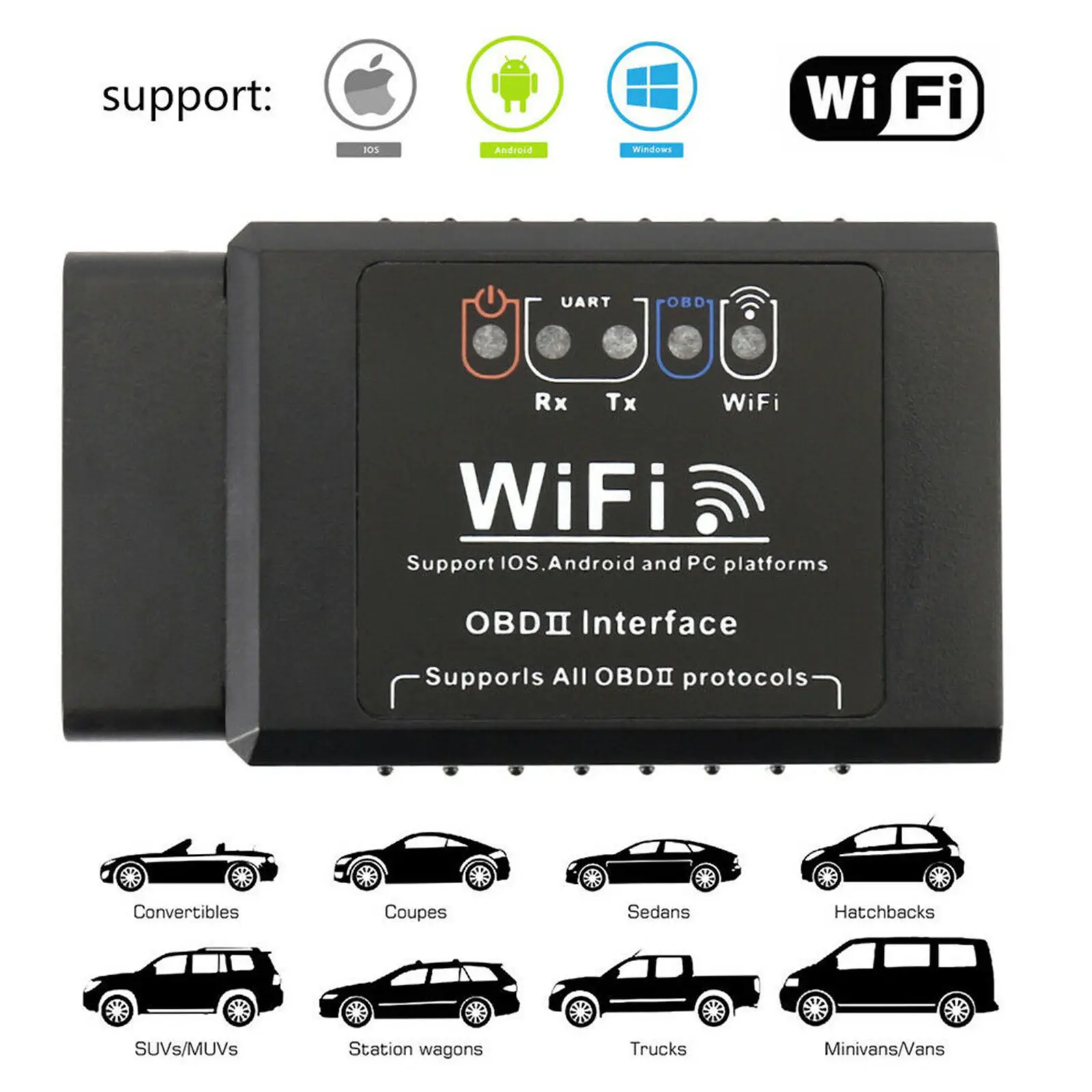 

9V~16V Mini Multi-Functional ELM327 WIFI OBD2 OBDII Auto Car Diagnostic Scanner Scan Tool For iOS Android Windows Symbian