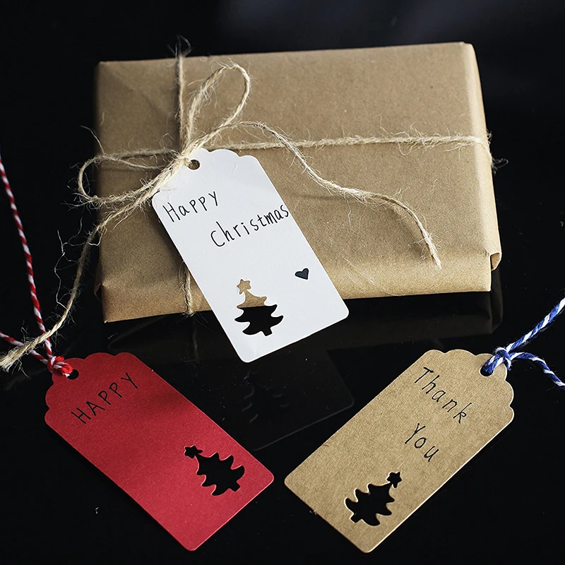 50 шт. Рождественское украшение для дома многоцветные крафт бумажные бирки кулоны