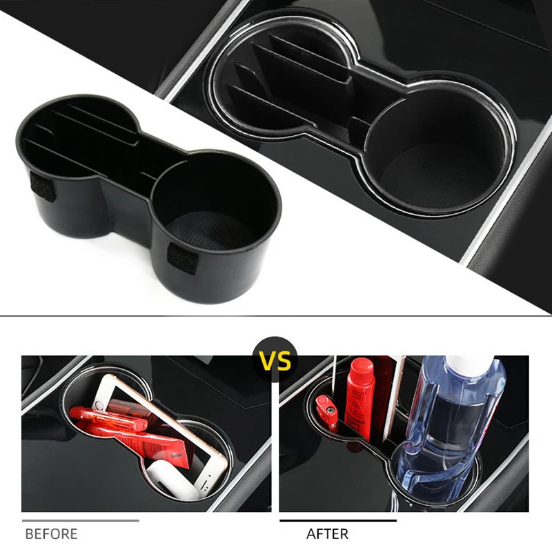 

1pc for Tesla Model 3 Car Drink Holder Water Cup Holder Multi-grid Card Slot Storage Box Cover Car Interior Decor Accessories
