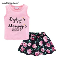 mudkingdom summer girl clothes set easter chiffon skirt outfit love cute girls suits i love daddy mommy children clothing