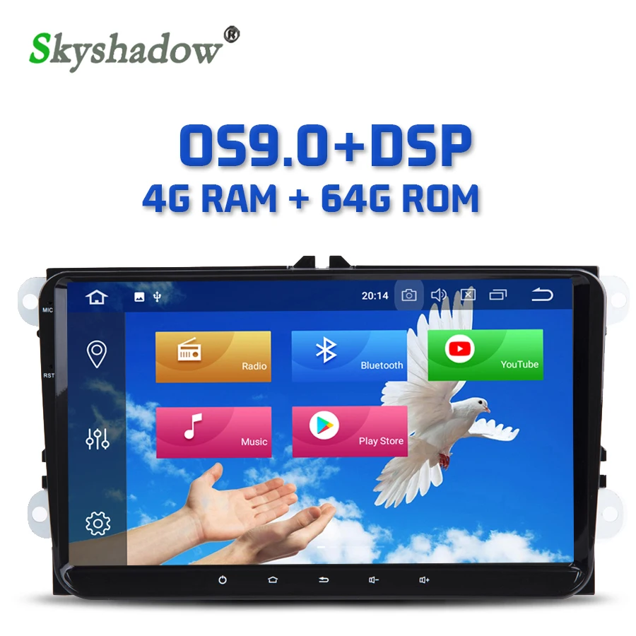 IPS Android 9 0 8 ядер 4 Гб + 64 ГБ Автомобильный dvd плеер RDS радио GPS для VW Tiguan Touran Jetta Passat Polo