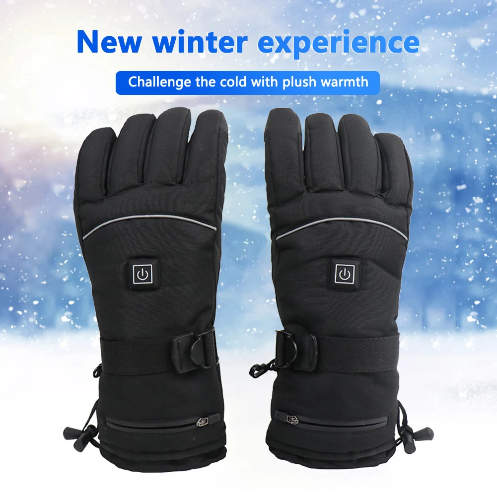 

1Pair Winter Skiing Heated Gloves Touch Screen Heating Thermal Electric Gloves Anti-Cold Motorcycle Cycling Hand Warmer Gloves