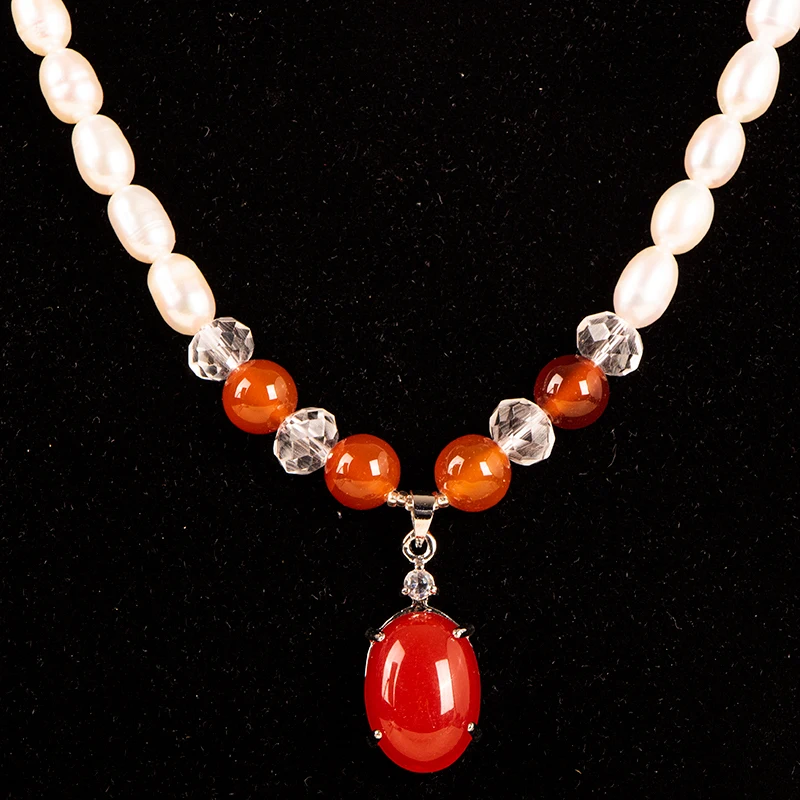 Ожерелье из натурального жемчуга Агатовая цепочка серебра 925 пробы 6 мм - купить