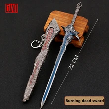 Alloy sword 22cm weapon model key chain animation game peripheral cosplay red gun color gold crafts sword toy set