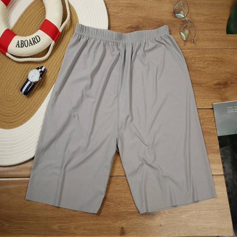 

Летняя шелковая мужская одежда для сна, повседневные быстросохнущие короткие брюки, мужские свободные удобные мужские штаны для сна, домаш...