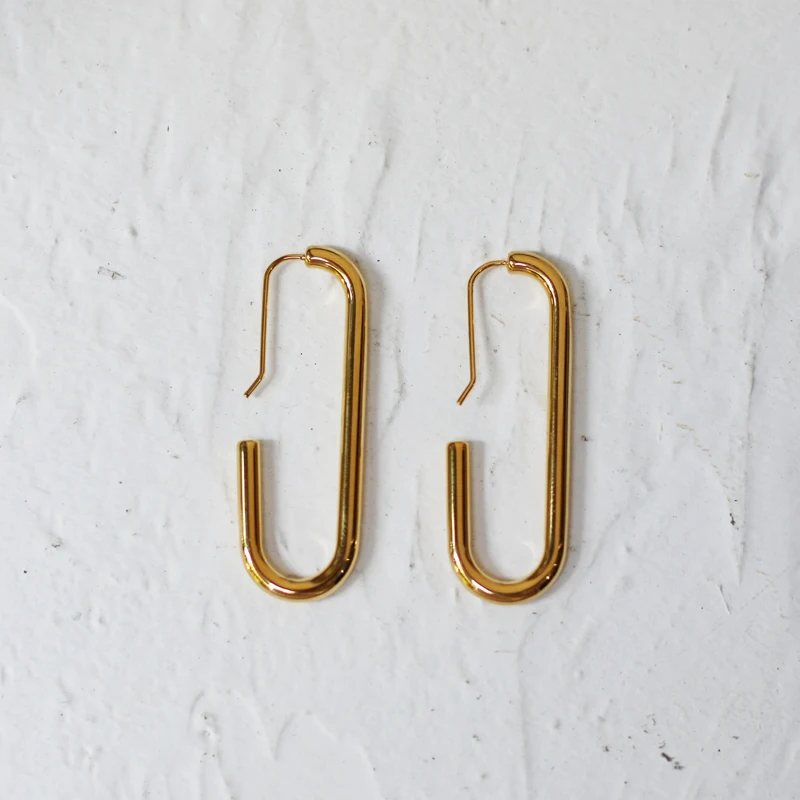 

Trendy Minimalist Thick Square Geometric Earrings for Women Punk Solid Gold Sliver Color Open Hoop Metal Earrings