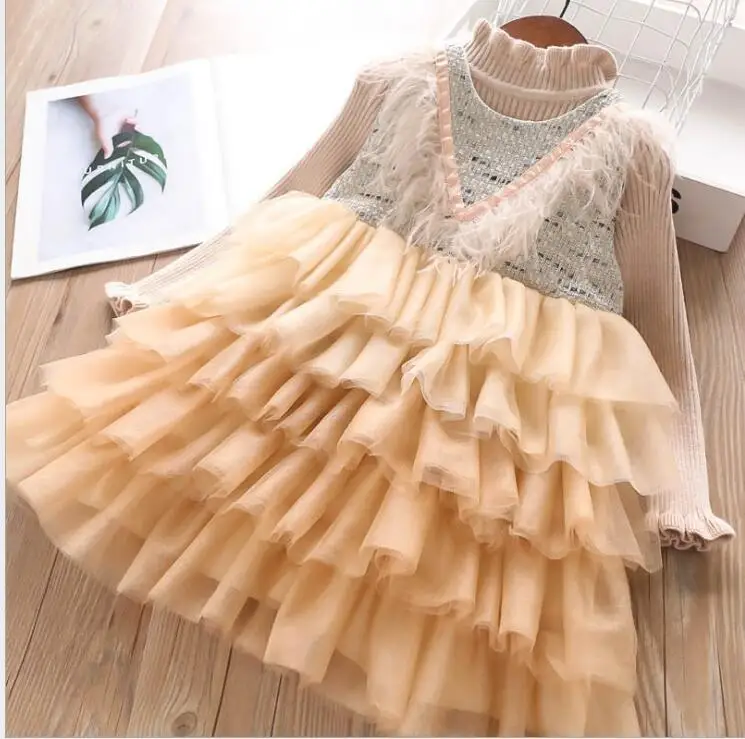 2019 осенние бутики для маленьких девочек нижнее белье Сетчатое платье с
