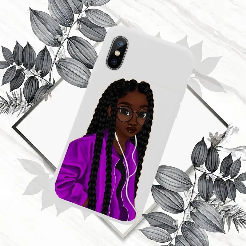

Afro Girls Black Women Art Phone Case White Candy Color for iPhone 11 12 mini pro XS MAX 8 7 6 6S Plus X SE 2020 XR