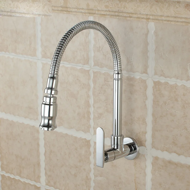 Настенный латунный кухонный смеситель MTTUZK. Универсальный вращающийся для