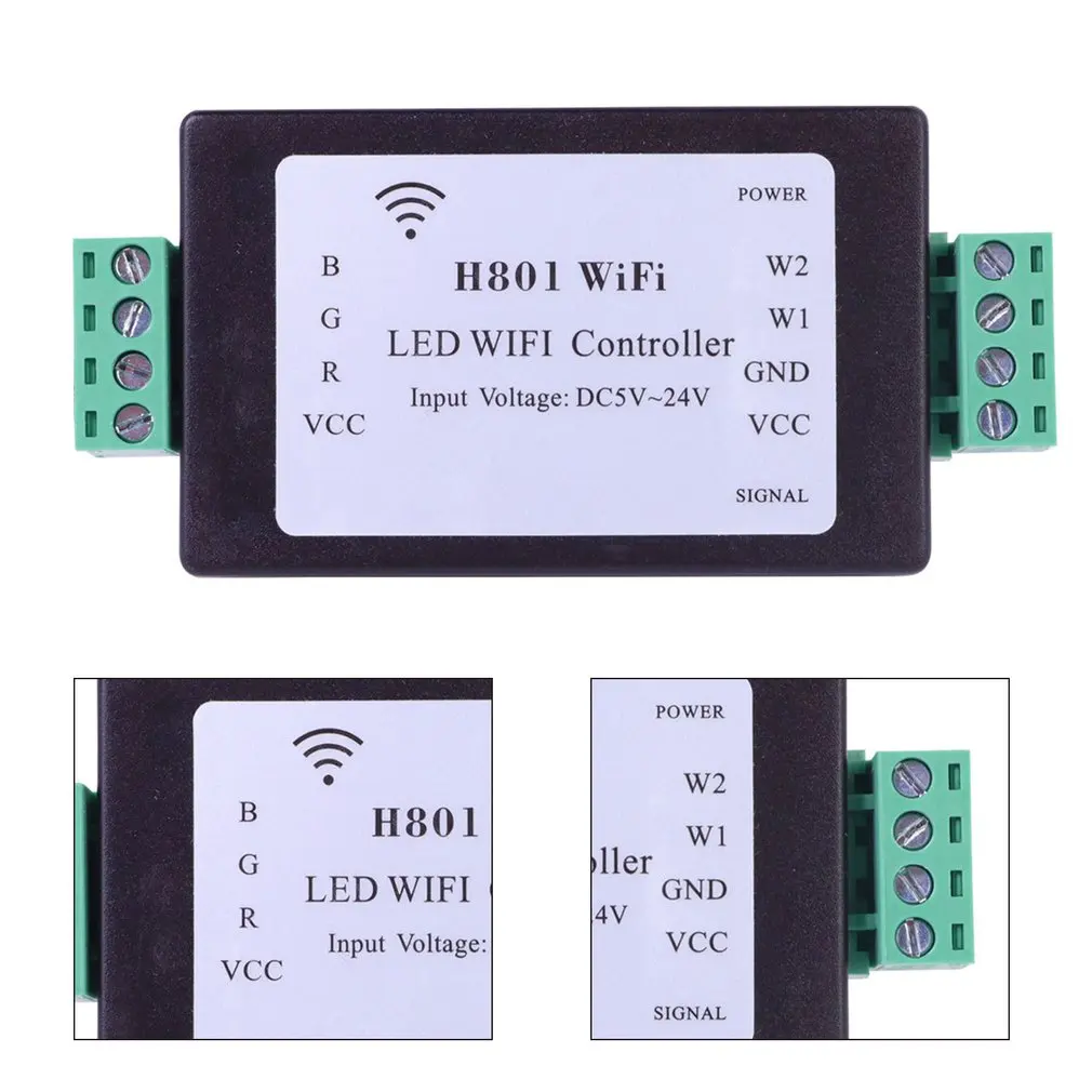 Контроллер для светодиодных лент H801 RGBW с Wi-Fi вход 5-24 В постоянного тока 4 канала