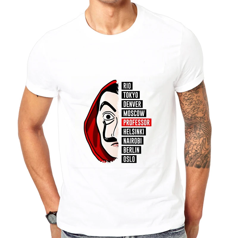 

Showtly La Casa De Papel Tshirt Money Heist Tees TV Series Streetwear Men Short Sleeve House of Paper Funny Harajuku Oversized