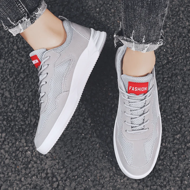 

2019 Casual Shoes Men Trainers Leather Lace-up Mesh Sneakers Tenis Masculino High Quality Man Shoes Leather Genuine Mens Shoes