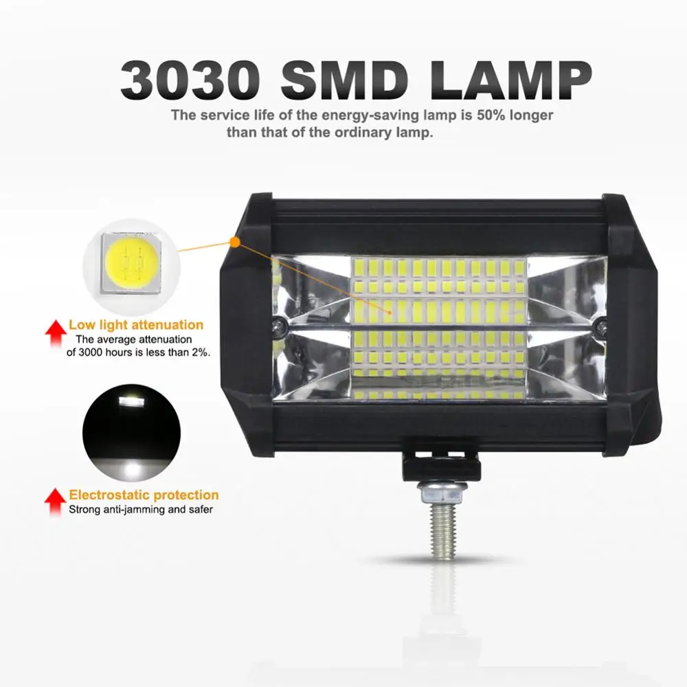 LED Bar 72W Work Light for Truck Spot/Flood Beam Driving Car ATV 4x4 Offroad Jeep Tractor 12V/24V bar | Автомобили и мотоциклы