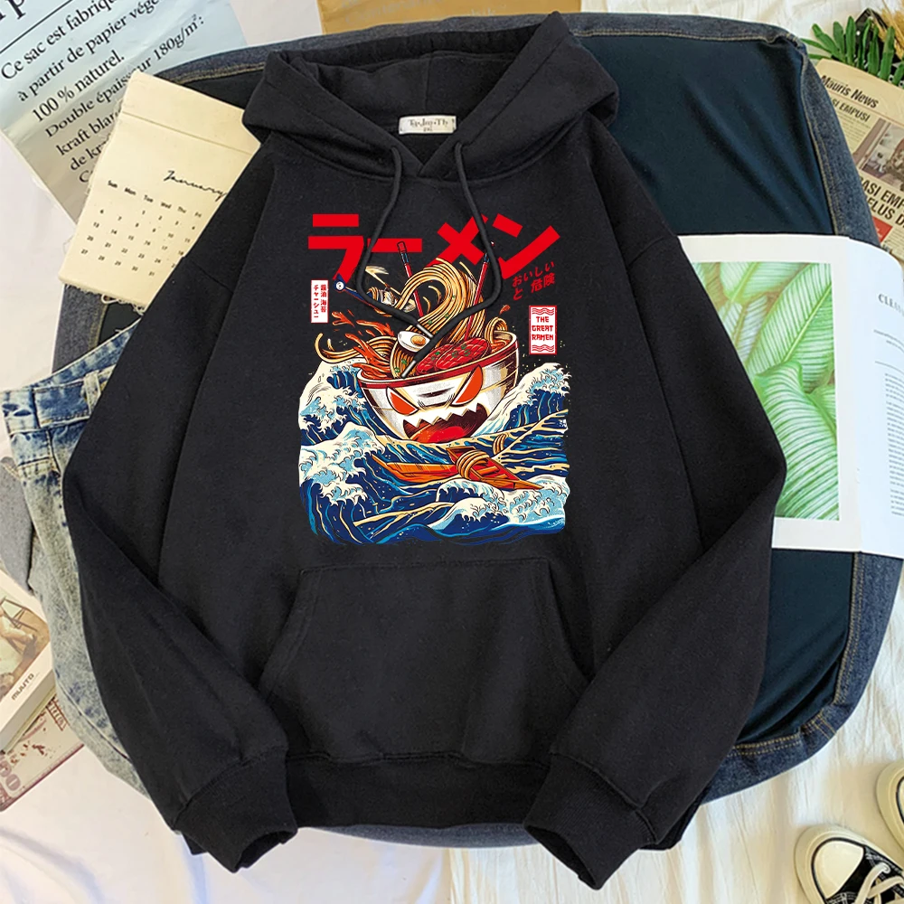 

Mens Hoodie Japanese Street Food Delicious Ramen Print Clothing For Male Vintage Funny Sweatshirts Oversize Pullovers COTTON